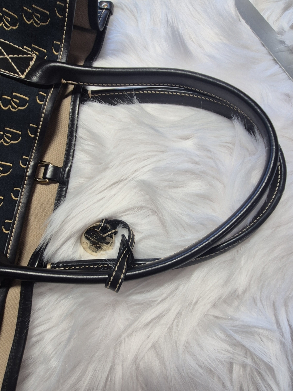 Dooney & Bourke Signature Jacquard Extra Large Bag Canvas with Leather Handles